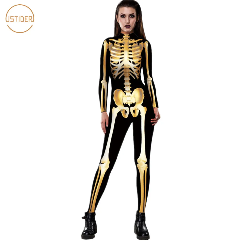 ISTider New Adult Skeleton Skull Halloween Costume for Women 3D Gold Skeleton Rompers Womens Jumpsuit Tight Slim Sexy Bodysuit
ISTider New Adult Skeleton Skull Halloween Costume for Women 3D Gold Skeleton Rompers Womens Jumpsuit Tight Slim Sexy Bodysuit