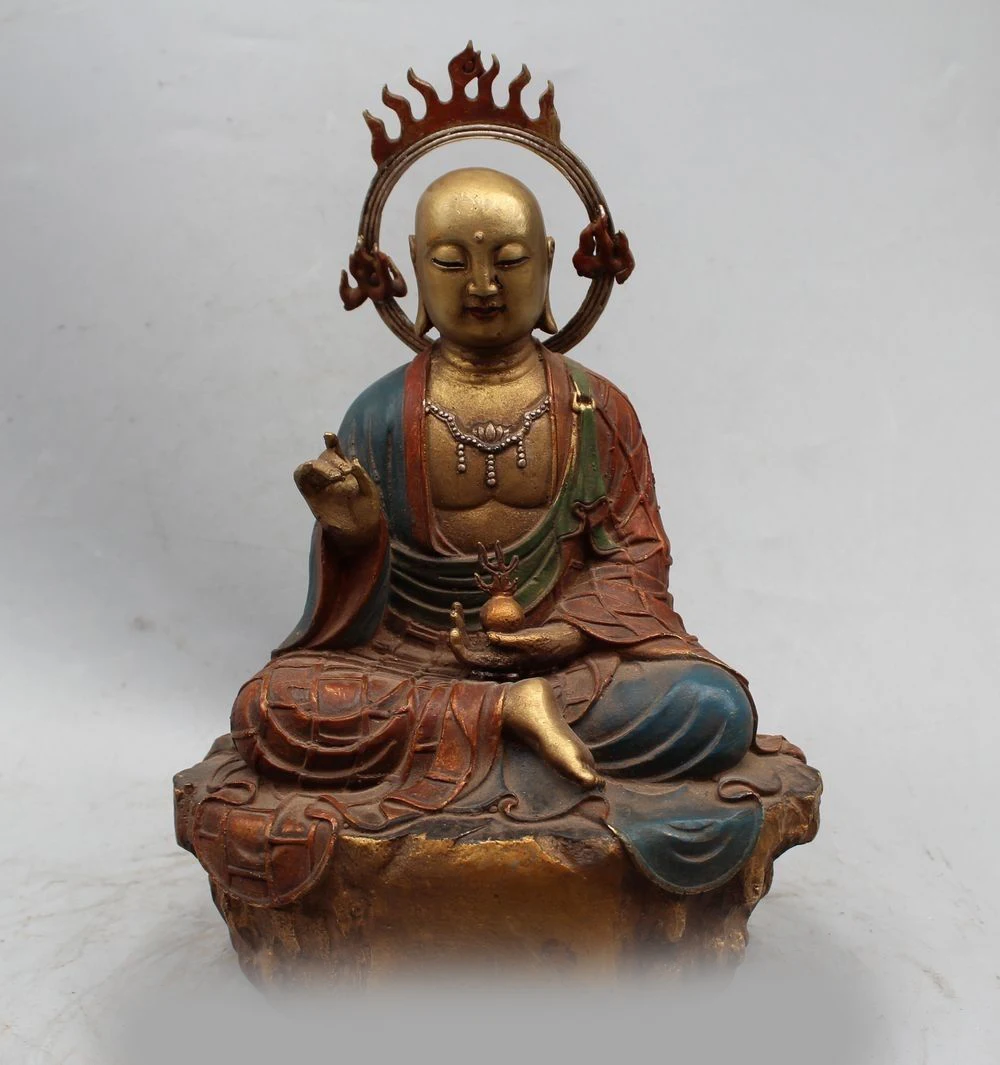 12" Chinese Buddhism Bronze Tangseng Ksitigarbha Bodhisattva Monk Buddha Statue
12" Chinese Buddhism Bronze Tangseng Ksitigarbha Bodhisattva Monk Buddha Statue