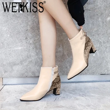 WETKISS Snakeskin Sexy Women Ankle Boots Pointd Toe Thick Heel High Shoes Metal Decor Zip Female Bootie Simple Casual Boots
WETKISS Snakeskin Sexy Women Ankle Boots Pointd Toe Thick Heel High Shoes Metal Decor Zip Female Bootie Simple Casual Boots