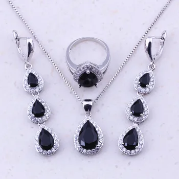 Pleasant Black Imitation Crystal White CZ Sterling Silver Water Drop Jewelry Sets For Women Trendy Fashion Jewelry J0024
Pleasant Black Imitation Crystal White CZ Sterling Silver Water Drop Jewelry Sets For Women Trendy Fashion Jewelry J0024