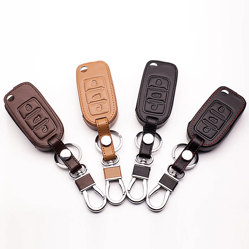 Для VW polo passat b5 golf 4 5 6 jetta mk6 tiguan кожаная сумка для ключей с 3 кнопками Кожаный чехол