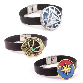 10Pcs/lot New Handmade Avengers Leather Bangle Bracelet Doctor Strange Ironman Reactor Captain Marvel Comic Figure Bracelets
10Pcs/lot New Handmade Avengers Leather Bangle Bracelet Doctor Strange Ironman Reactor Captain Marvel Comic Figure Bracelets