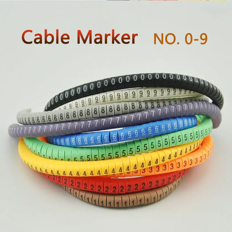500PCS EC-0 Cable Wire Marker 0 to 9 For Cable Size 1.5 sqmm Colored