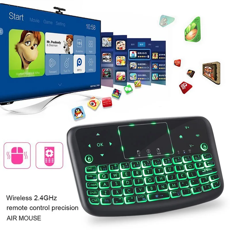 4 color Mini Wireless Touch Keyboard Bluetooth Portable Air Mouse With Touchpad Remote Control Tablet 2.4GHz For Android TV Box |