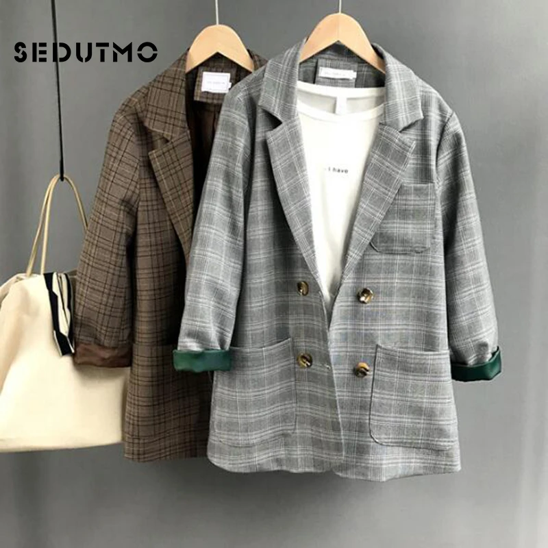 SEDUTMO Autumn Long Plaid Blazer Women Double Breasted Jacket Winter Blazer Suit Office Vintage Pocket Oversize Coat ED450
SEDUTMO Autumn Long Plaid Blazer Women Double Breasted Jacket Winter Blazer Suit Office Vintage Pocket Oversize Coat ED450