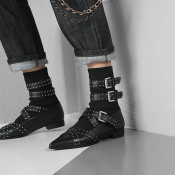 Teahoo Genuine Leather Women Boots Silver Rivet Ankle Buckle Boots Women Fashion Street Style Women Sock Boots Punk Shoes Woman
Teahoo Genuine Leather Women Boots Silver Rivet Ankle Buckle Boots Women Fashion Street Style Women Sock Boots Punk Shoes Woman