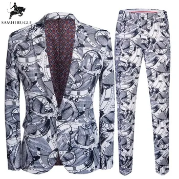 Clock Print Suit Romantic Wedding Suits for Men 2 Pieces Set Latest Coat + Pant Designs Wedding Stage Singer Slim Fit Costume
Clock Print Suit Romantic Wedding Suits for Men 2 Pieces Set Latest Coat + Pant Designs Wedding Stage Singer Slim Fit Costume