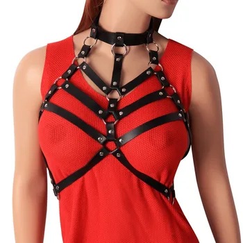 Sexy Black Leather Strap Harness Bra Belt Harajuku Punk Lingerie Crop Top Plus Size Metal Rivet Body Cage Night Clubs Dance Wear
Sexy Black Leather Strap Harness Bra Belt Harajuku Punk Lingerie Crop Top Plus Size Metal Rivet Body Cage Night Clubs Dance Wear