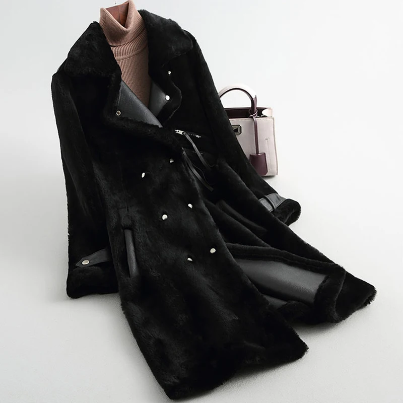Genuine sheepskin coat women winter thick warm fur coat natural shearing fur leather one piece jacket female NPI 81201B
Genuine sheepskin coat women winter thick warm fur coat natural shearing fur leather one piece jacket female NPI 81201B