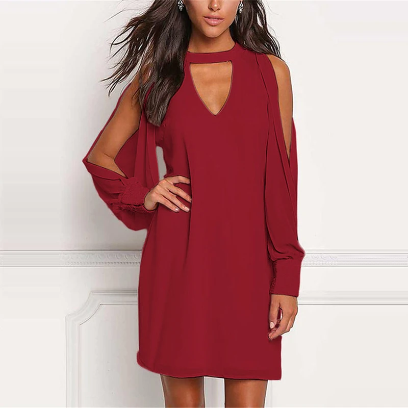 Sexy V-neck Solid Color Open Back Dresses Long Sleeve Split Dress Spring Summer Halter Neck Short Dress
Sexy V-neck Solid Color Open Back Dresses Long Sleeve Split Dress Spring Summer Halter Neck Short Dress