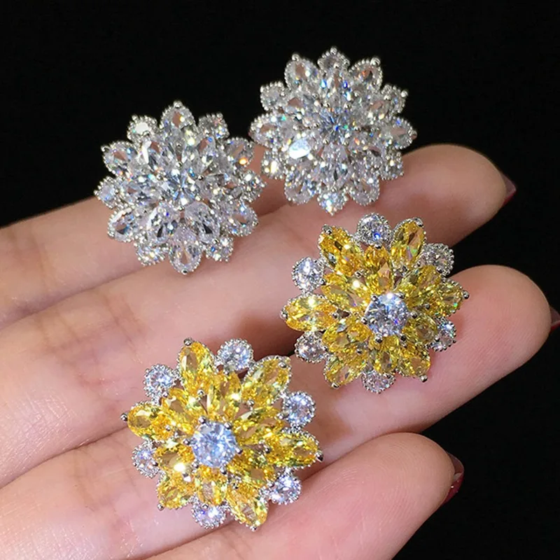 Zircon Sun Flower Stud Earrings Cubic Zirconia Flowers Stud Earrings For Women Luxury Party Gifts
Zircon Sun Flower Stud Earrings Cubic Zirconia Flowers Stud Earrings For Women Luxury Party Gifts