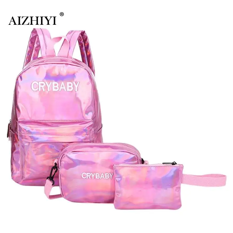 3pcs/Set Loshaka Hip-hop Style Embroidery Letters Crybaby Hologram Laser Backpack Women Soft PU Leather Backpack School Bag 2019
3pcs/Set Loshaka Hip-hop Style Embroidery Letters Crybaby Hologram Laser Backpack Women Soft PU Leather Backpack School Bag 2019