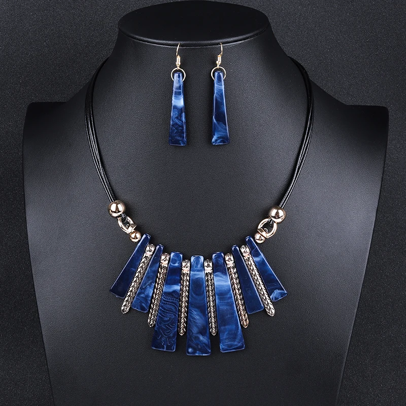 Wedding Jewelry Sets Acrylic Geometric Fashion Women Pendant Drop Necklace Earring Red Blue Party Female Gift Jewelry Ne+ea 
Wedding Jewelry Sets Acrylic Geometric Fashion Women Pendant Drop Necklace Earring Red Blue Party Female Gift Jewelry Ne+ea