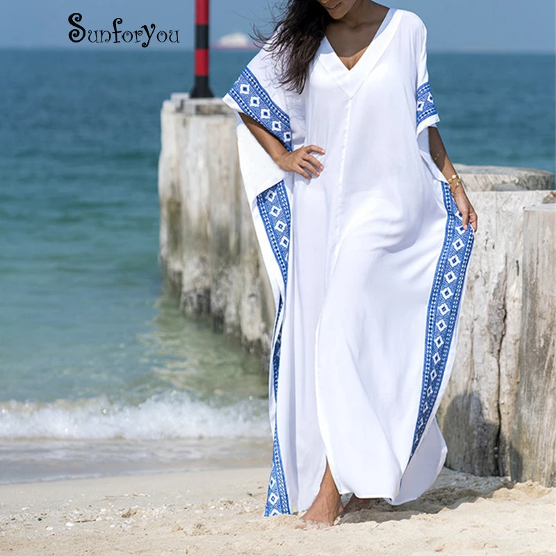 2019 Plus size White Dress Kaftan Beach Cover up Women Beachwear Pareo Beach Bikini Cover-ups Robe de Plage Sarong Beach Tunic
2019 Plus size White Dress Kaftan Beach Cover up Women Beachwear Pareo Beach Bikini Cover-ups Robe de Plage Sarong Beach Tunic