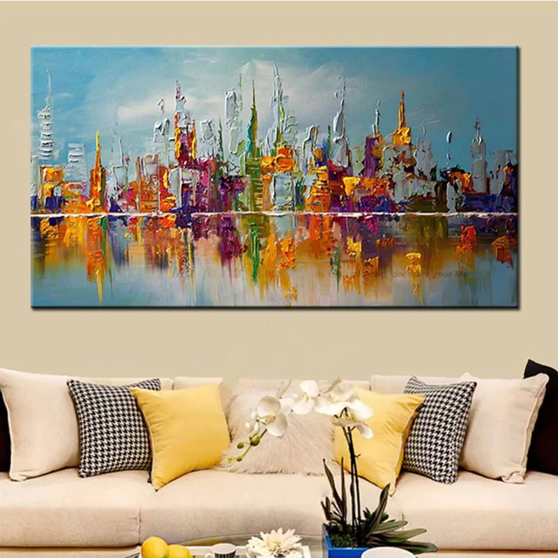 Handpainted Abstract Knife Oil Paintings on Canvas Home Decor Wall Art Pictures Large Colorful Graffiti City Landscape Painting
Handpainted Abstract Knife Oil Paintings on Canvas Home Decor Wall Art Pictures Large Colorful Graffiti City Landscape Painting