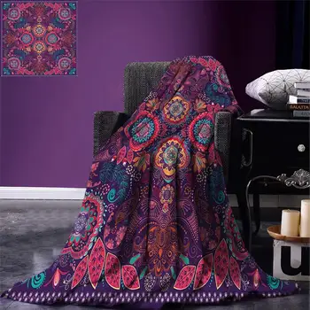 

Paisley Blanket Modern Classic Ethnic Asian Design with Dots Leaves and Flowers Artistic Print Warm Blankets for Beds