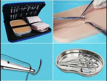 Surgical suture instrument kit for medical students debridement surgery practice tool set with skin model
Surgical suture instrument kit for medical students debridement surgery practice tool set with skin model