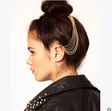 European New Arrival Girl Gothic Rock Long Tassel Chain Hair Pin Comb Ear Cartilage Cuff Gold-Color Clip Earrings
European New Arrival Girl Gothic Rock Long Tassel Chain Hair Pin Comb Ear Cartilage Cuff Gold-Color Clip Earrings