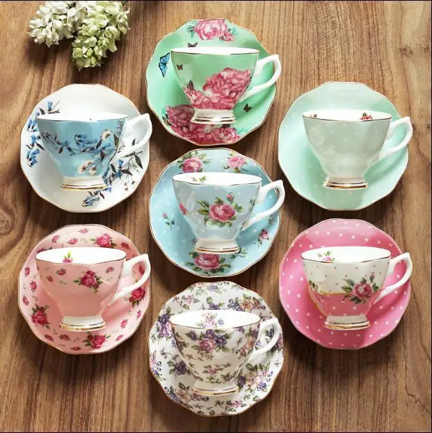 High Quality Ceramic Tea Set European Afternoon Tea Bone Porcelain Coffee Cup And Saucer Coffee Cup 170 Ml Espresso Coffee Cup