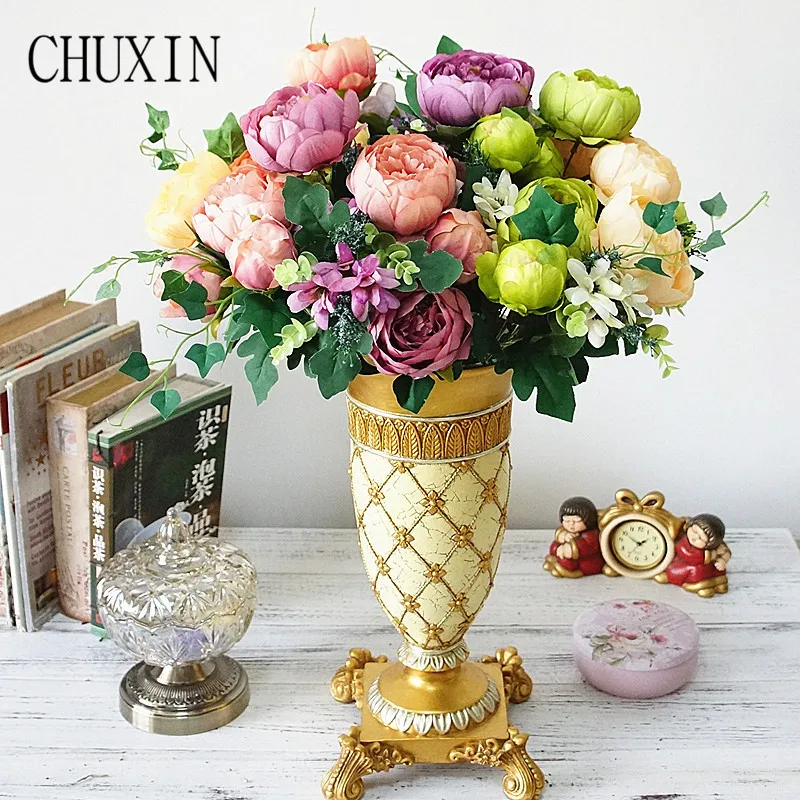 1pc Bouquet HI-Q European 12 head Artificial flower Oil painting peony rose Silk Flower Fake Leaf Wedding Home Party Decoration
1pc Bouquet HI-Q European 12 head Artificial flower Oil painting peony rose Silk Flower Fake Leaf Wedding Home Party Decoration