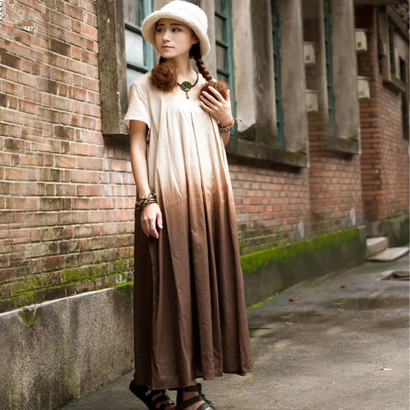 Gradients Printed Fashion Women Long Maxi Dress Mori Girl Cotton Short Sleeve Flippy Loose Large Size Summer Dresses 640328
Gradients Printed Fashion Women Long Maxi Dress Mori Girl Cotton Short Sleeve Flippy Loose Large Size Summer Dresses 640328