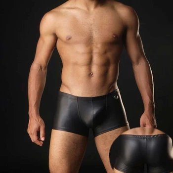 Plus Size U Pouch Boxers Black Nylon Sexy Men PU Faux Leather Underwear Boxers Shorts Sheathy Cool Male Gay Underwear 1PCS F7
Plus Size U Pouch Boxers Black Nylon Sexy Men PU Faux Leather Underwear Boxers Shorts Sheathy Cool Male Gay Underwear 1PCS F7