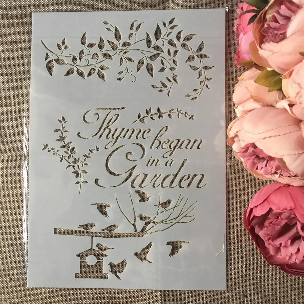 1Pcs Thyme began in a Garden A4 DIY Craft Layering Stencils Wall Painting Scrapbooking Stamping Embossing Album Card Template
1Pcs Thyme began in a Garden A4 DIY Craft Layering Stencils Wall Painting Scrapbooking Stamping Embossing Album Card Template