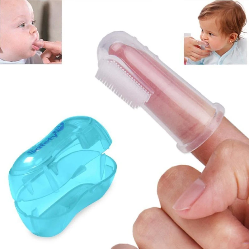 Детская зубная щетка для пальцев Силиконовая + коробка Детские чистящие Мягкие
