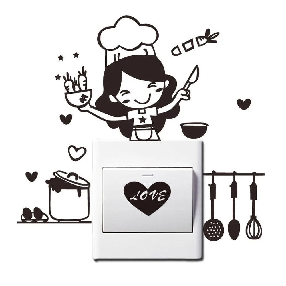 Kitchen Light Switch Sticker Cute Cook Vinyl Wall Decal Home Decor decoration Stickers bedroom waterproof Top Quality
Kitchen Light Switch Sticker Cute Cook Vinyl Wall Decal Home Decor decoration Stickers bedroom waterproof Top Quality