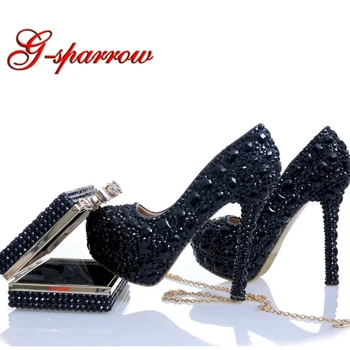 Black Crystal Bridal Dress Shoes with Clutch Rhinestone Wedding Party Shoes Cinderella Prom Pumps Sexy Nightclub Party Heels
Black Crystal Bridal Dress Shoes with Clutch Rhinestone Wedding Party Shoes Cinderella Prom Pumps Sexy Nightclub Party Heels