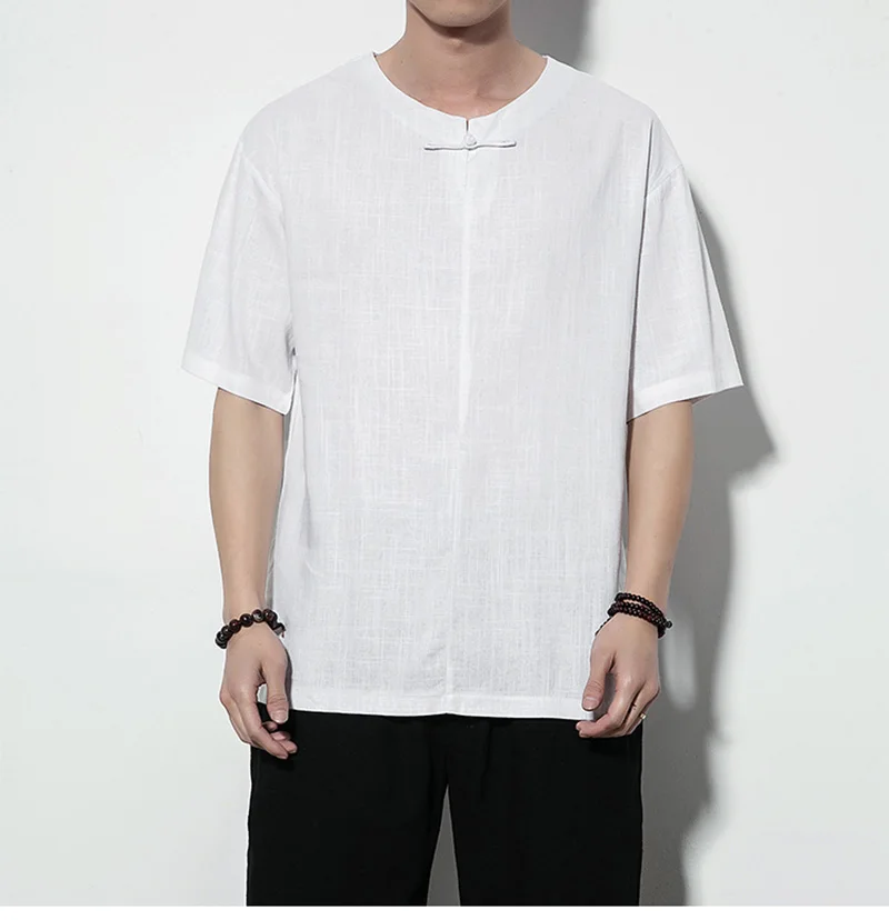 2019 summer new Chinese style cotton and linen men's casual short-sleeved T-shirt retro large size linen button T-shirt male
2019 summer new Chinese style cotton and linen men's casual short-sleeved T-shirt retro large size linen button T-shirt male