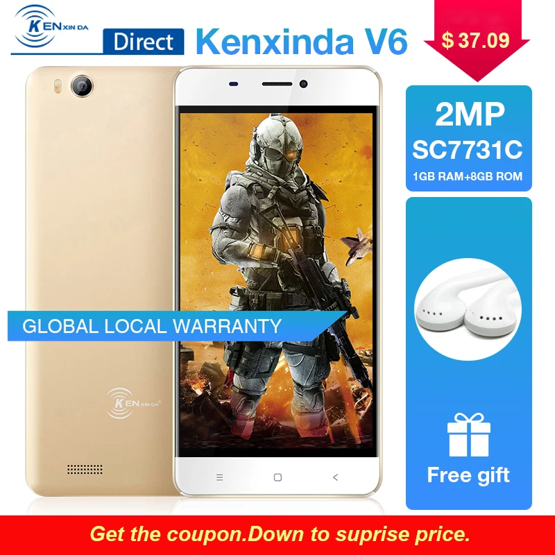 Kenxinda V6 3G 4.5" Smartphone Android 7.0 1GB Ram 8GB Rom Quad Core 1700mAh Battery Dual Sim Cards Mobile Phone Gray/Gold Color
Kenxinda V6 3G 4.5" Smartphone Android 7.0 1GB Ram 8GB Rom Quad Core 1700mAh Battery Dual Sim Cards Mobile Phone Gray/Gold Color