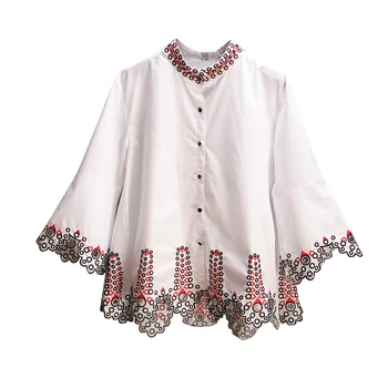Female spring fashion shirt new national style embroidery stand collar slim shirt female loose casual trumpet sleeve long shirt
Female spring fashion shirt new national style embroidery stand collar slim shirt female loose casual trumpet sleeve long shirt