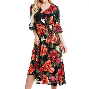 CHGOISIO 2019 New Summer Women Dress Casual Sexy Vintage Print Half Sleeve V-neck Mid-calf Mini Sundress Robe Femme 9617
CHGOISIO 2019 New Summer Women Dress Casual Sexy Vintage Print Half Sleeve V-neck Mid-calf Mini Sundress Robe Femme 9617