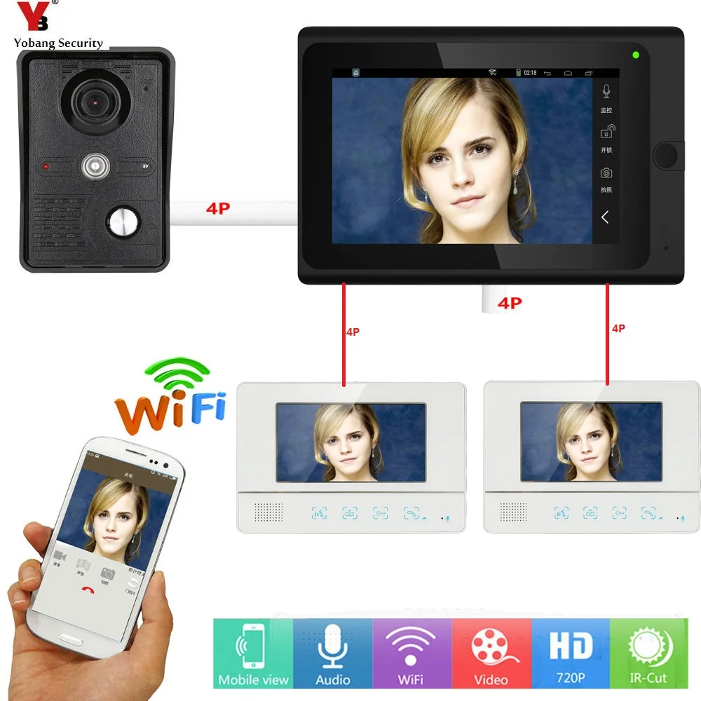 Yobang Security WIFI Video Door Phone Intercom For Home Waterproof Doorbell Intercom 1Camera 3 Monitor System APP Remote Control
Yobang Security WIFI Video Door Phone Intercom For Home Waterproof Doorbell Intercom 1Camera 3 Monitor System APP Remote Control