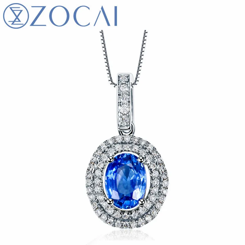ZOCAI Necklace Romantic French natural genuine 1.0 ct blue sapphire with 0.20 ct real diamond 18K white gold pendant SP1422
ZOCAI Necklace Romantic French natural genuine 1.0 ct blue sapphire with 0.20 ct real diamond 18K white gold pendant SP1422