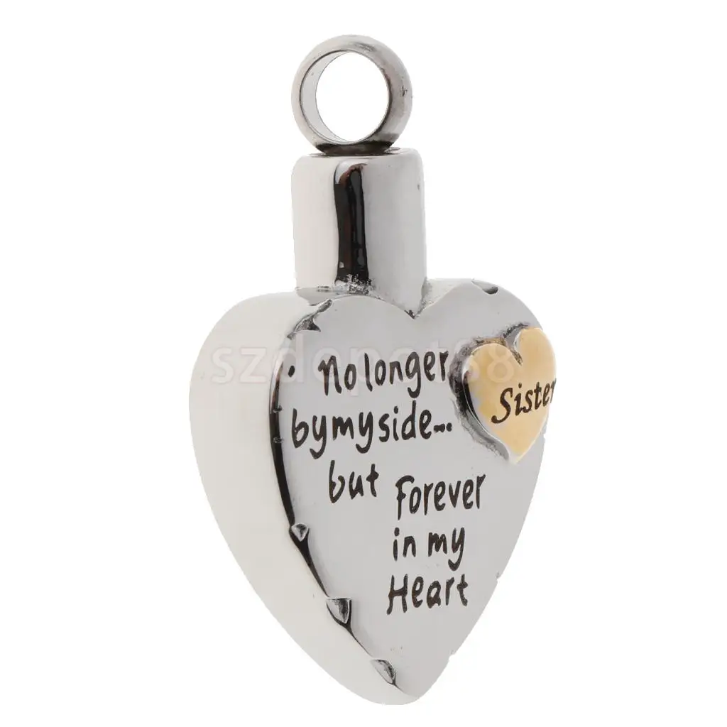 Dad Mom Son Sister Daughter Family Members Love Heart Cremation Urn Stainless Steel Pendant Forever In My Heart