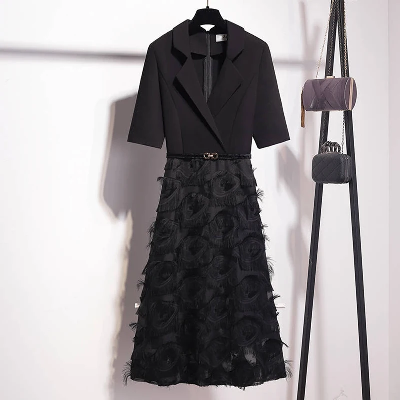 Women Dress Spring Summer Elegant French Style Patchwork Maxi Dresses Office Fake Two Pieces Dress Short Sleeve Vestido
Women Dress Spring Summer Elegant French Style Patchwork Maxi Dresses Office Fake Two Pieces Dress Short Sleeve Vestido