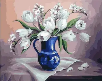 white Tulip flowers art picture paint on canvas diy digital oil painting by numbers home decoration craft gift 60x75
white Tulip flowers art picture paint on canvas diy digital oil painting by numbers home decoration craft gift 60x75