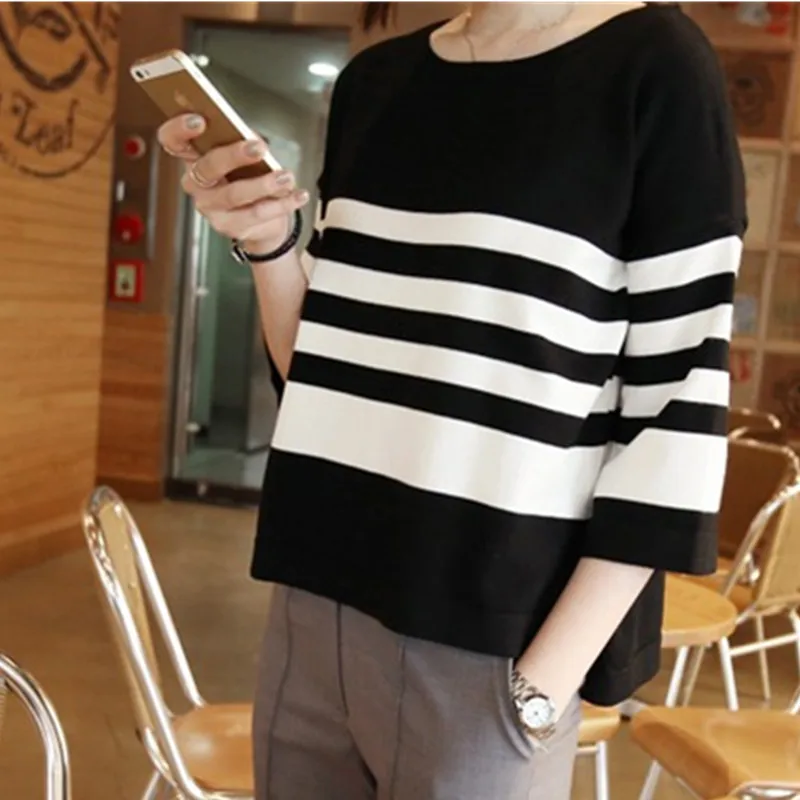 Cheap wholesale 2016 spring Hot selling loose short design female ladies work wear all-match stripe women's fashion T-shirt
Cheap wholesale 2016 spring Hot selling loose short design female ladies work wear all-match stripe women's fashion T-shirt