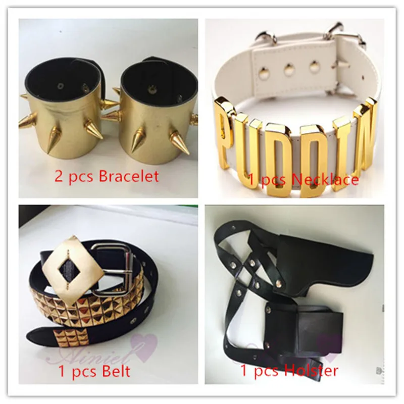 Cosplay Suicide Squad Joker Belt, Bracelet, Necklace, Holster Clown Harley Quinn cosplay costume Halloween choker chaplet
Cosplay Suicide Squad Joker Belt, Bracelet, Necklace, Holster Clown Harley Quinn cosplay costume Halloween choker chaplet