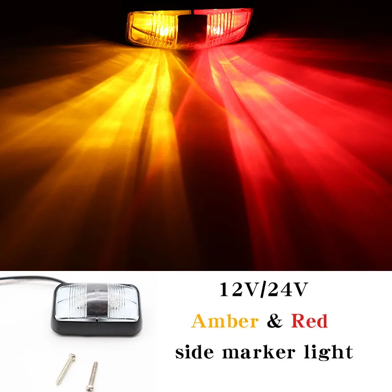 Waterproof Red & Amber LED 12V/24V 2LED Car Truck Side Marker Light Indicator Trailer Tail Rear Side clearance Lamp Light IP68
Waterproof Red & Amber LED 12V/24V 2LED Car Truck Side Marker Light Indicator Trailer Tail Rear Side clearance Lamp Light IP68