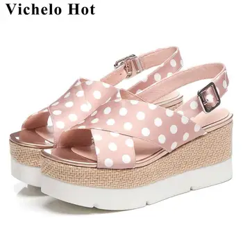Large size sweety girl polka dot decoration peep toe buckle strap women sandals wedges platform high bottom gladiator shoes L5f9
Large size sweety girl polka dot decoration peep toe buckle strap women sandals wedges platform high bottom gladiator shoes L5f9