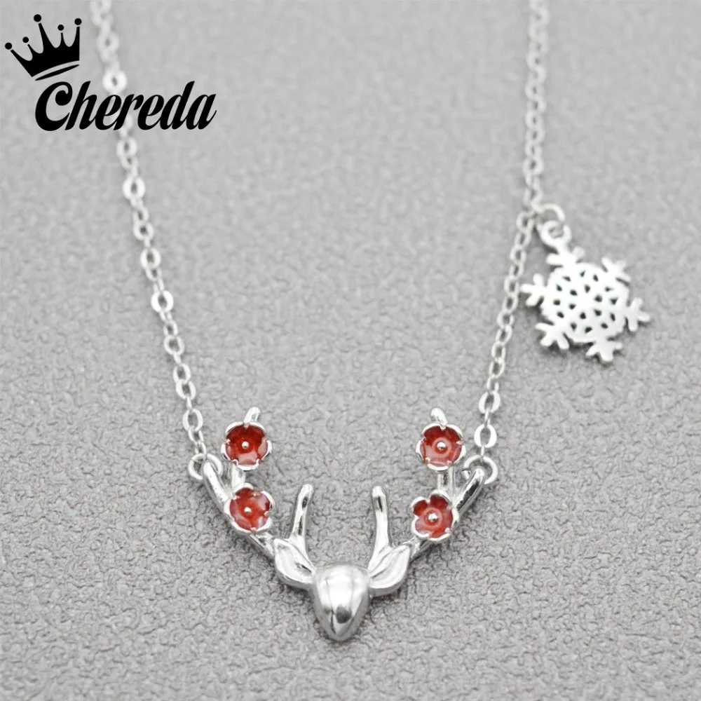 Chereda Charms Deer Necklace Red Plum Blossom Unique Animal Pendant Fashion Women Lady Jewelry Snowflake Decoration Accessories
Chereda Charms Deer Necklace Red Plum Blossom Unique Animal Pendant Fashion Women Lady Jewelry Snowflake Decoration Accessories