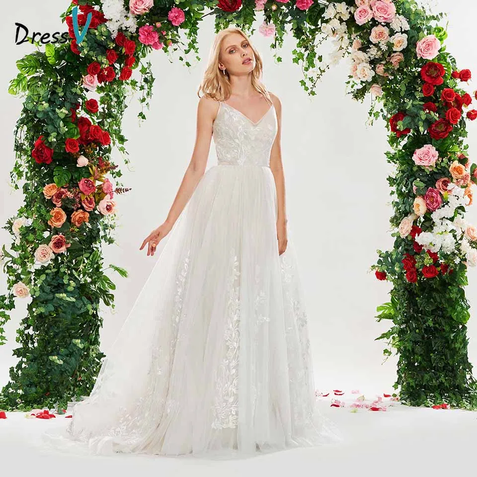 Dressv elegant a line wedding dress sleeveless v neck lace backless floor length bridal outdoor&church wedding dresses
Dressv elegant a line wedding dress sleeveless v neck lace backless floor length bridal outdoor&church wedding dresses