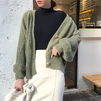 Alien Kitty Lazy Style Velvet Jacket Elegant Short Knitted Tops Cardigan Solid Winter Soft V-neck Mohair Sweaters 5 Colors
Alien Kitty Lazy Style Velvet Jacket Elegant Short Knitted Tops Cardigan Solid Winter Soft V-neck Mohair Sweaters 5 Colors