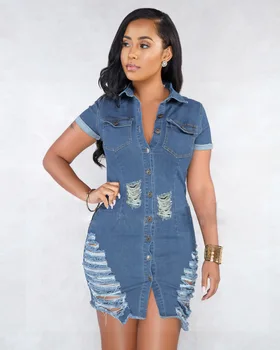 Spring Summer Women Dress Sexy Party Dresses Vestidos Plus Size Broken Hole Casual Denim Dress
Spring Summer Women Dress Sexy Party Dresses Vestidos Plus Size Broken Hole Casual Denim Dress