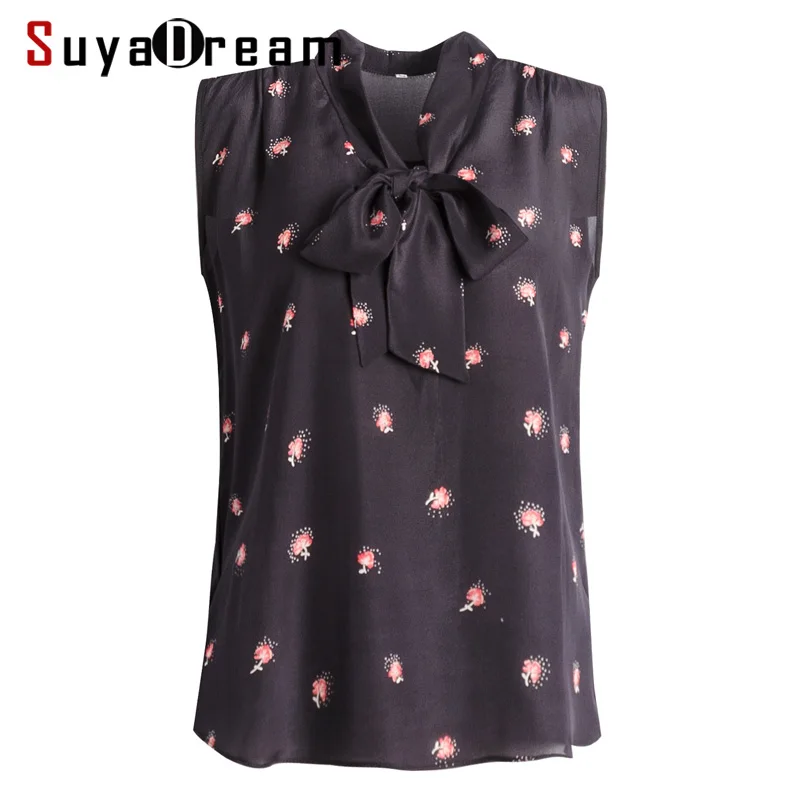 Women Blouse 100% REAL SILK Crepe Floral Printed Blouse Shirt Sleeveless Office Lady Bow Collar Blouses 2019 Summer Shirt
Women Blouse 100% REAL SILK Crepe Floral Printed Blouse Shirt Sleeveless Office Lady Bow Collar Blouses 2019 Summer Shirt