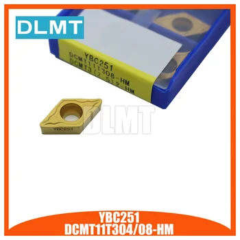 10PCS DCMT11T304-08 HM YBC251 Internal Turning Tools Carbide insert DCMT11T308 HM CVD turning inser