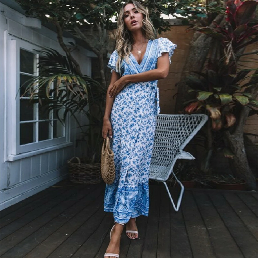 TEELYNN Maxi dress 2019 blue rayon Floral print summer dresses sexy deep v-neck Gypsy dress Hippie boho women dresses vestido
TEELYNN Maxi dress 2019 blue rayon Floral print summer dresses sexy deep v-neck Gypsy dress Hippie boho women dresses vestido